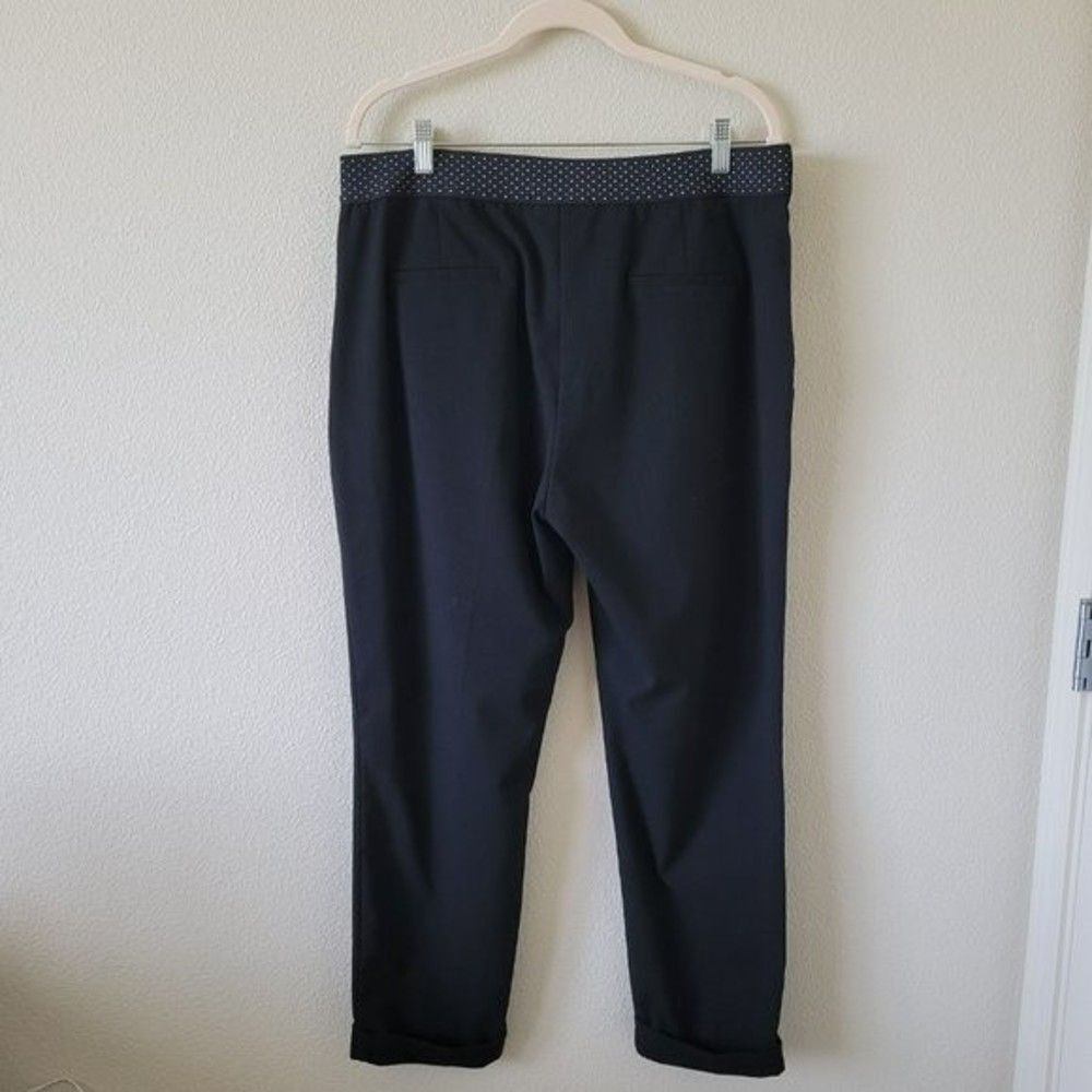 ZARA Black Textured Chino Pants Size XXL Ankle Cuffed Stretchy Elevated Casual - Picture 2 of 9